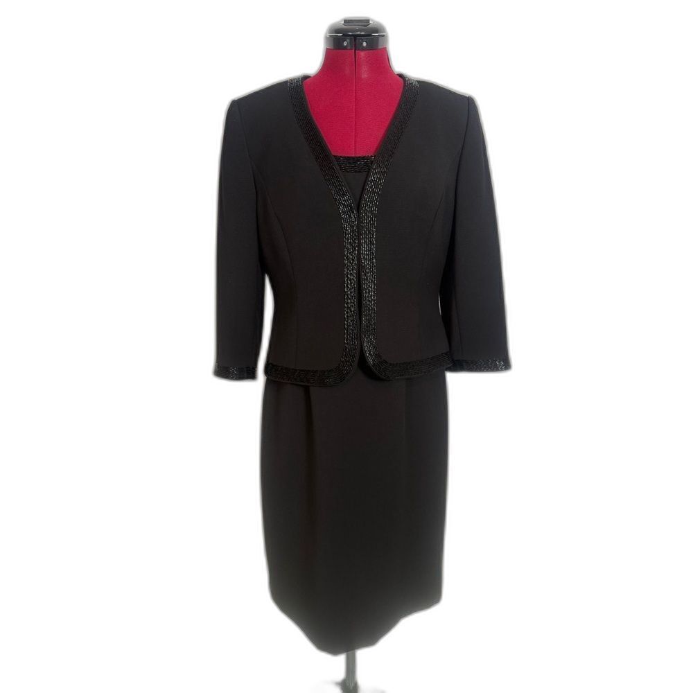 Alex Marie Jacket Dress Woman's Size 6P Black w/Beading 2-Piece Set Blazer & Dre